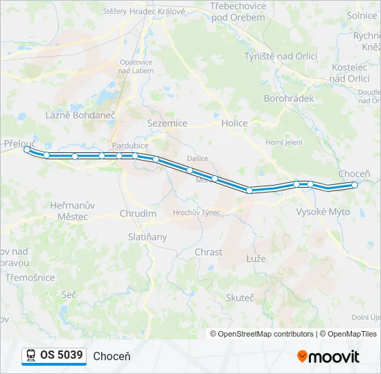 Поезд OS 5039: карта маршрута