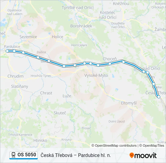 Поезд OS 5050: карта маршрута