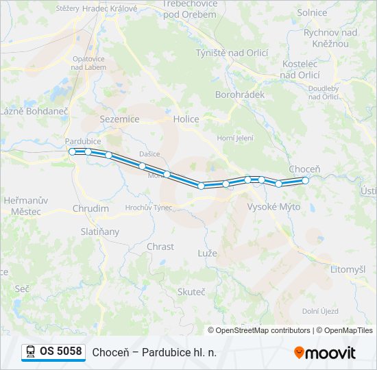 Поезд OS 5058: карта маршрута