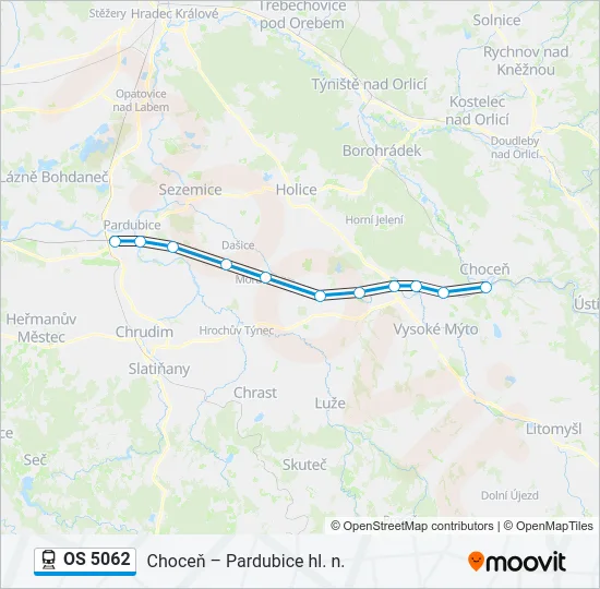 Поезд OS 5062: карта маршрута