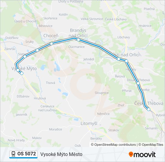 Поезд OS 5072: карта маршрута