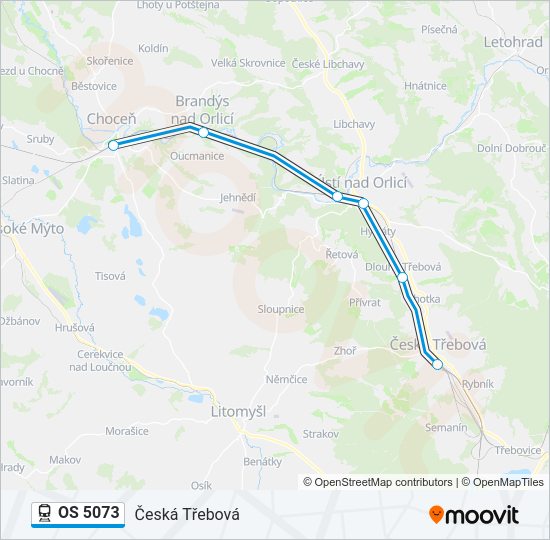 Поезд OS 5073: карта маршрута