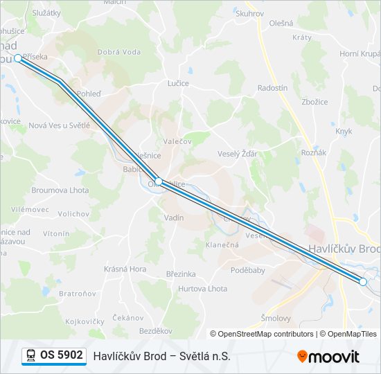 Поезд OS 5902: карта маршрута