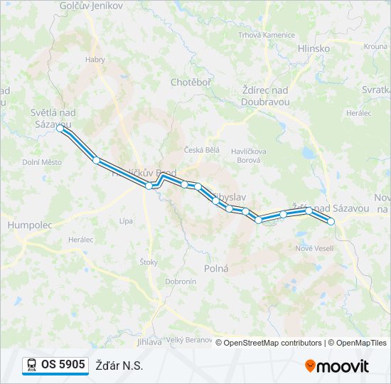 Поезд OS 5905: карта маршрута