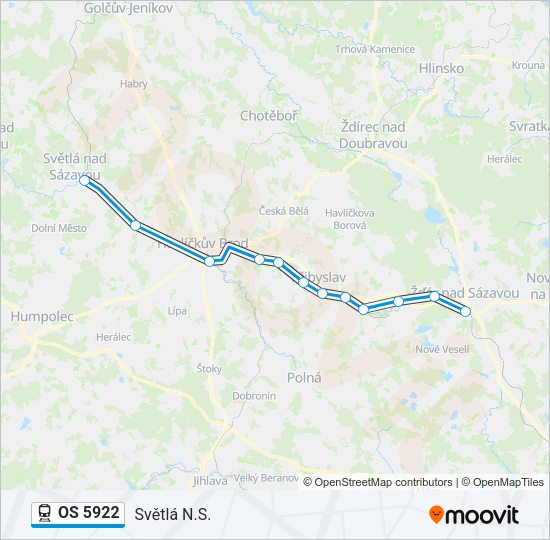 Поезд OS 5922: карта маршрута