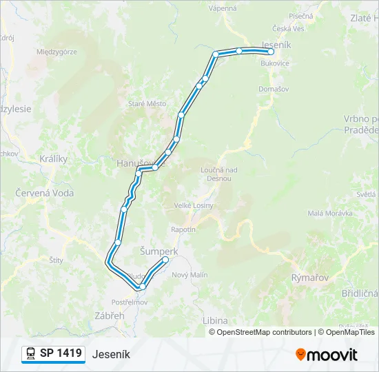 Поезд SP 1419: карта маршрута