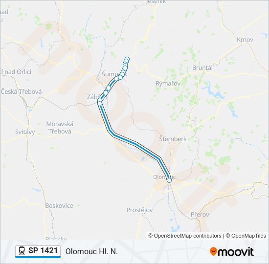 Поезд SP 1421: карта маршрута