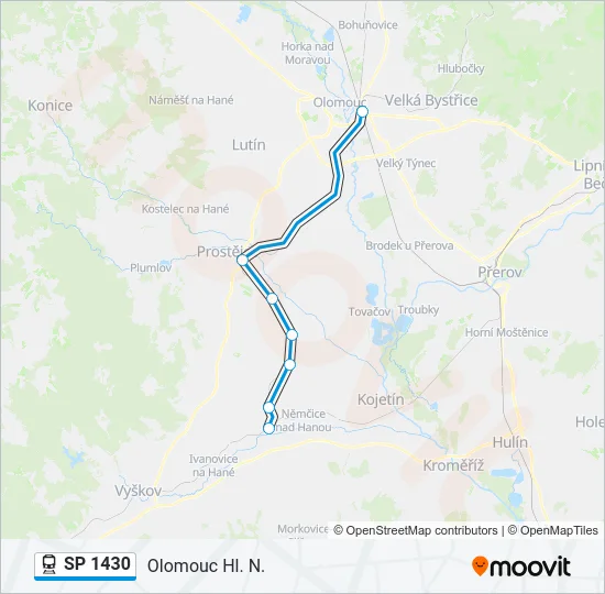 Поезд SP 1430: карта маршрута