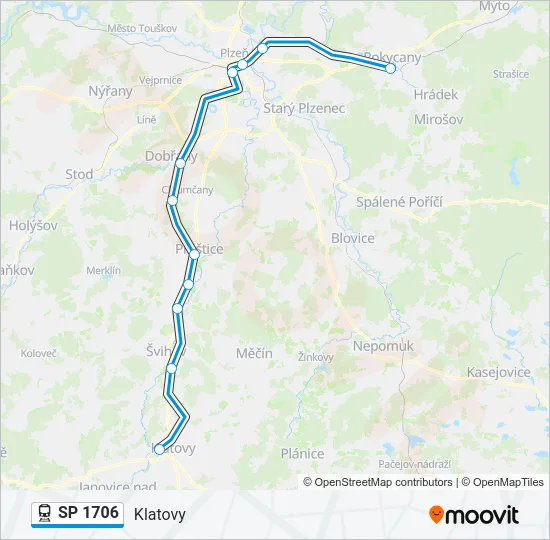 Поезд SP 1706: карта маршрута