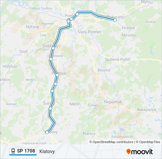 Поезд SP 1708: карта маршрута