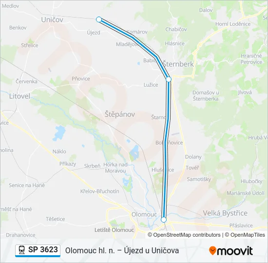 Поезд SP 3623: карта маршрута