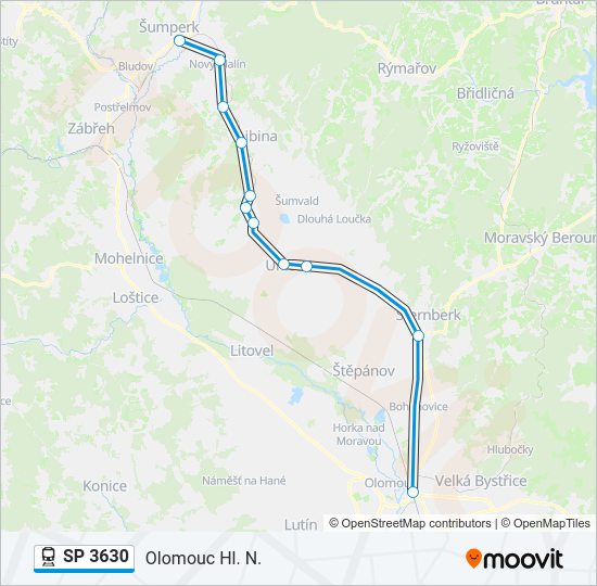 Поезд SP 3630: карта маршрута