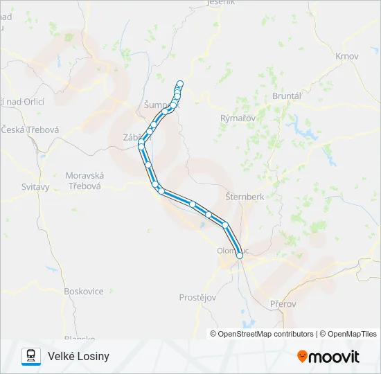 Поезд OS 13004: карта маршрута