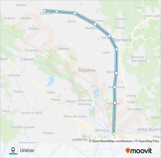 Поезд OS 13701: карта маршрута