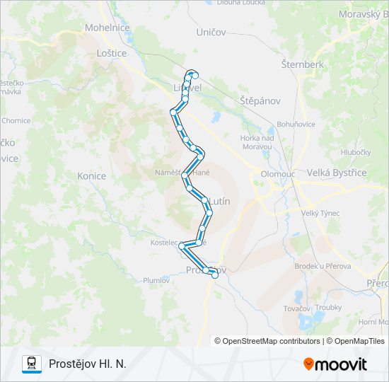 Поезд OS 14077: карта маршрута