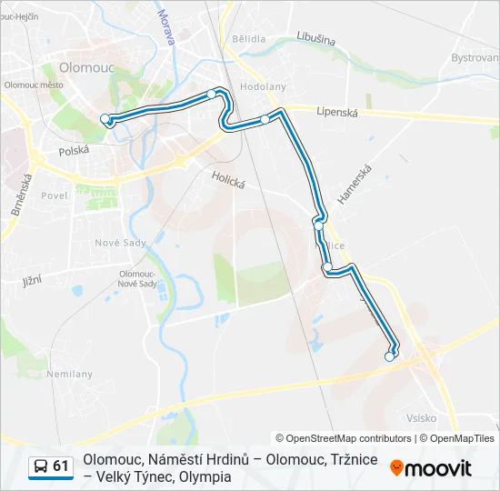Автобус 61: карта маршрута