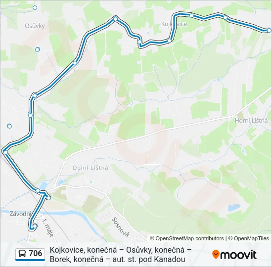 Автобус 706: карта маршрута