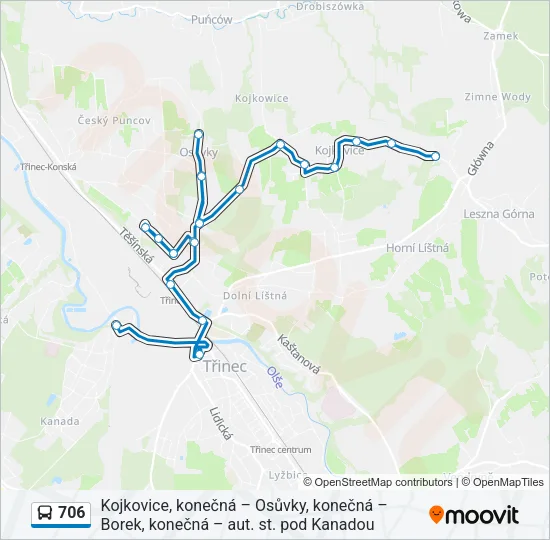Автобус 706: карта маршрута