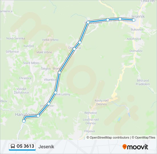Автобус OS 3613: карта маршрута