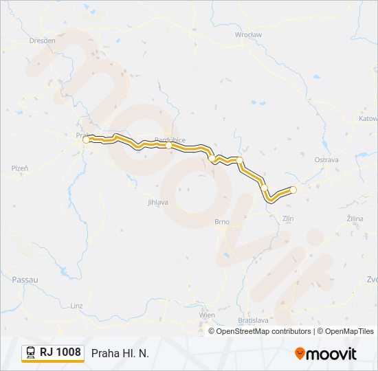 RJ 1008 Train Line Map