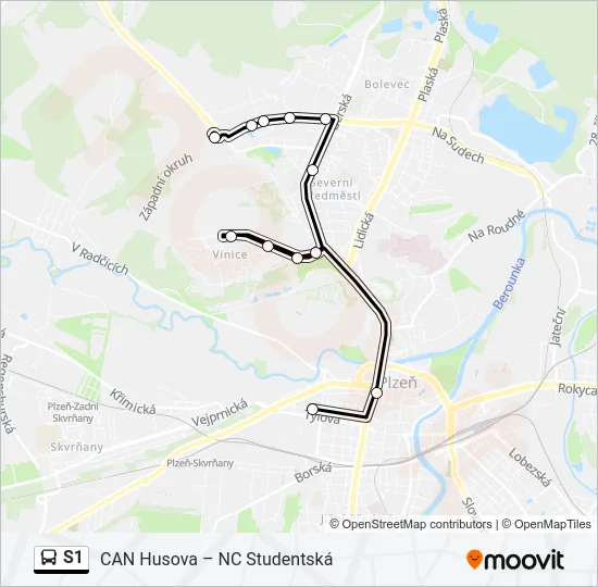 S1 autobus Mapa linky