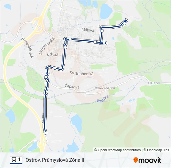 Автобус 1: карта маршрута