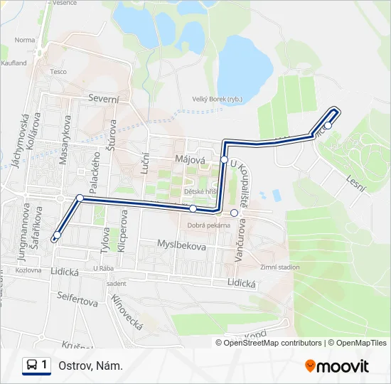 Автобус 1: карта маршрута