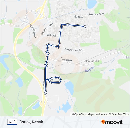 Автобус 1: карта маршрута