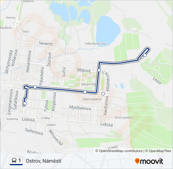 Автобус 1: карта маршрута