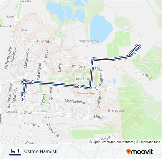 Автобус 1: карта маршрута