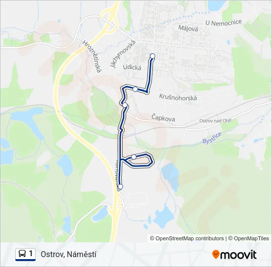 1 autobus Mapa linky