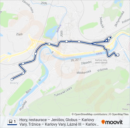 Автобус 1: карта маршрута