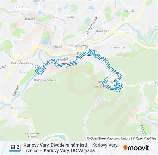 2 autobus Mapa linky