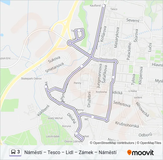 3 Bus Line Map