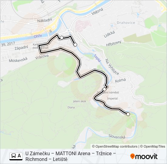 Автобус A: карта маршрута