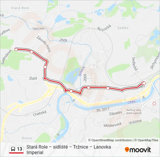 Автобус 13: карта маршрута