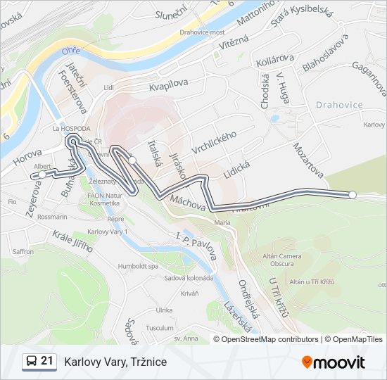 Автобус 21: карта маршрута