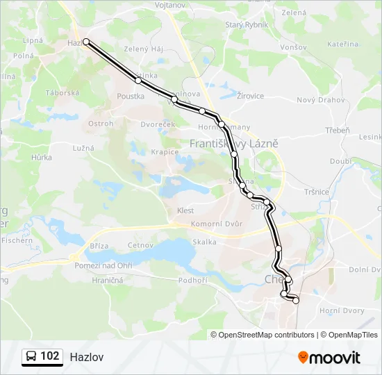 102 autobus Mapa linky