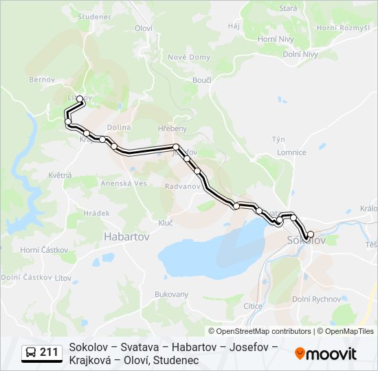 Автобус 211: карта маршрута