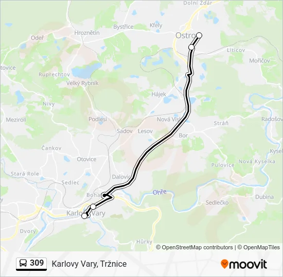 Автобус 309: карта маршрута