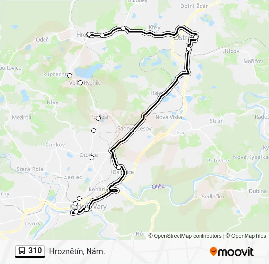Автобус 310: карта маршрута
