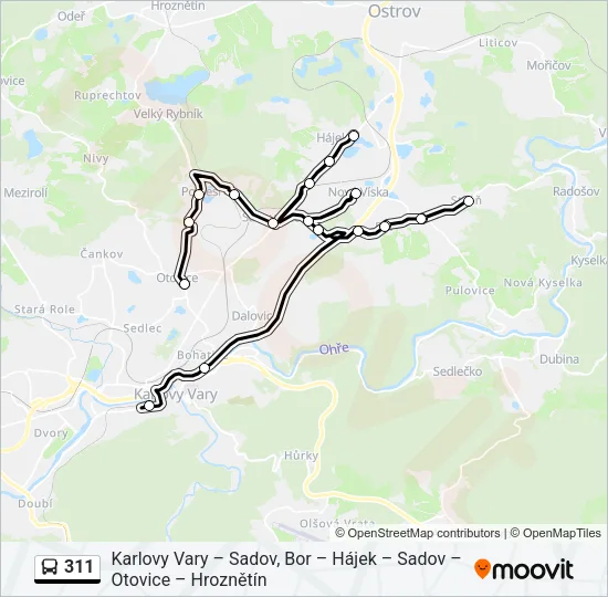 311 autobus Mapa linky