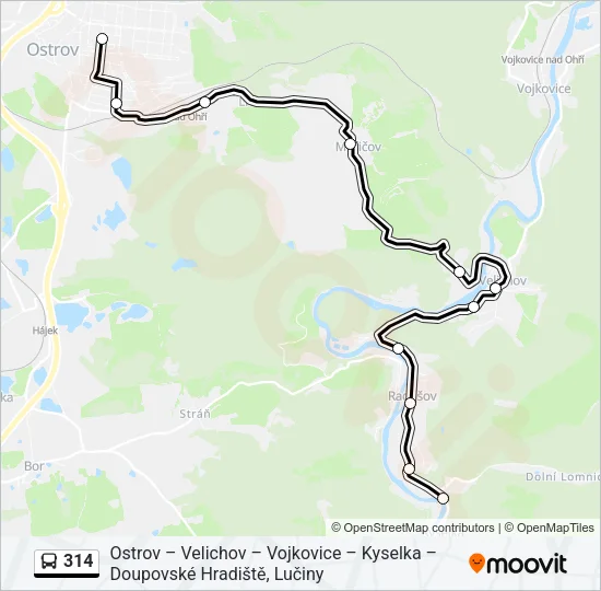Автобус 314: карта маршрута
