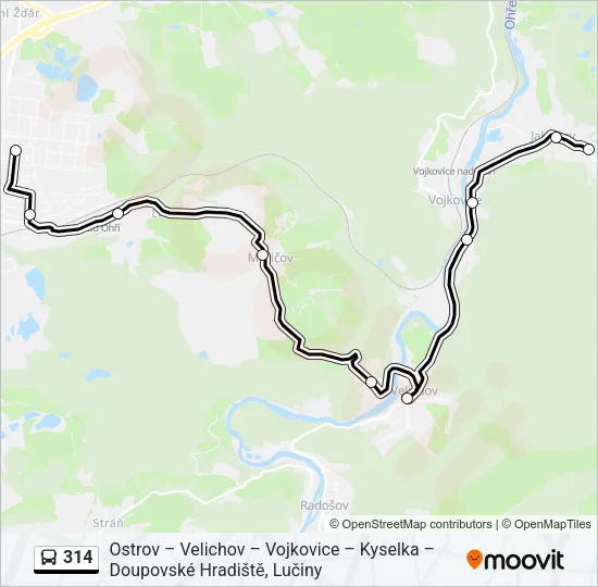 Автобус 314: карта маршрута