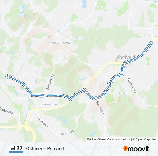 Автобус 30: карта маршрута