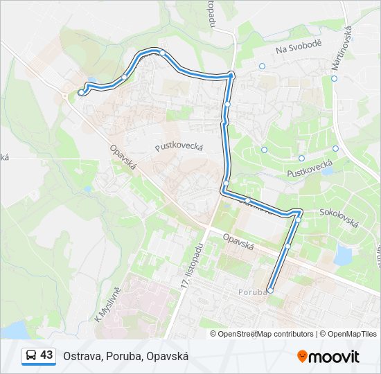 Автобус 43: карта маршрута