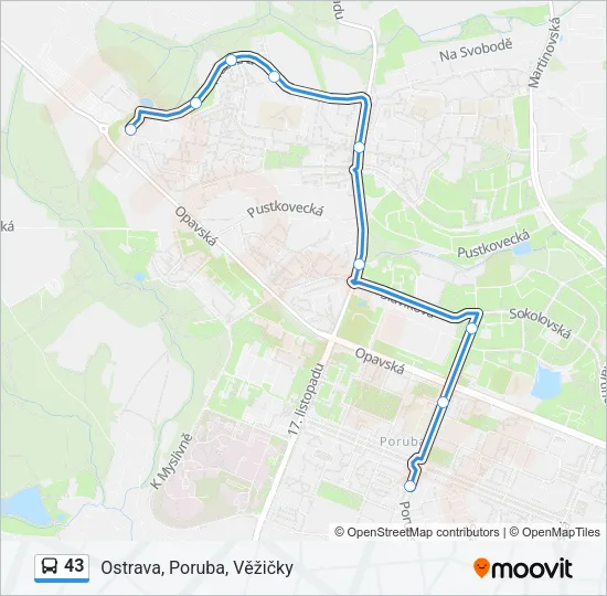 43 Bus Line Map