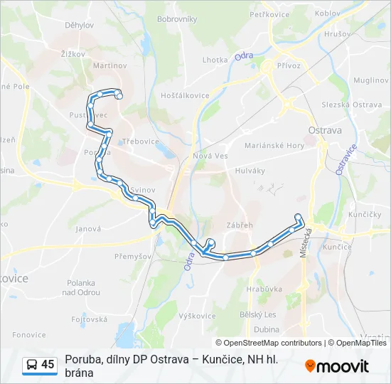45 Bus Line Map