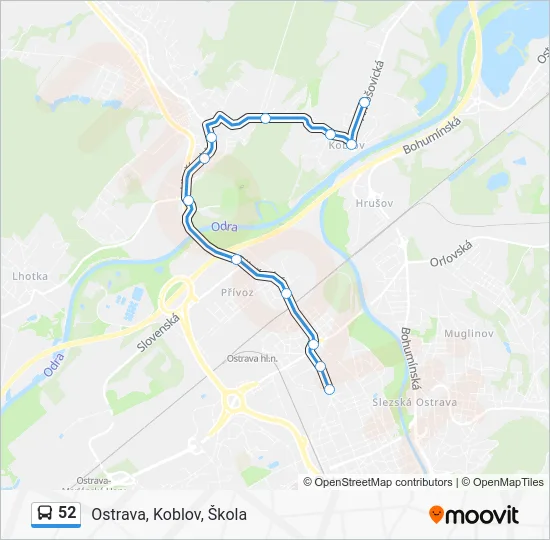 Автобус 52: карта маршрута