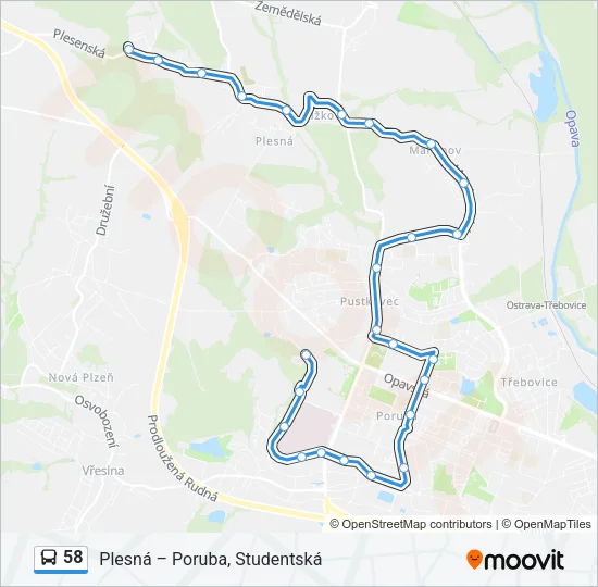 Автобус 58: карта маршрута